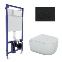 Инсталляция NOVUM525, кнопка O5 черная Soft Touch, унитаз EGO Rimless, сиденье Okus Slim SO - NOVUM, 043311