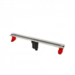 BERGES Желоб водосток SUPER Slim 600, матовый хром, вертикальный выпуск S-сифон D50/105мм H30/80мм, 090052