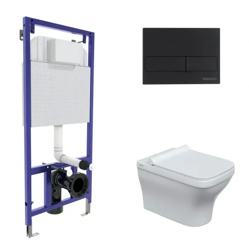 Инсталляция NOVUM 525, кнопка L5, унитаз STRATI Rimless, сиденье дюропласт Strati Slim SO - NOVUM L5, 042449