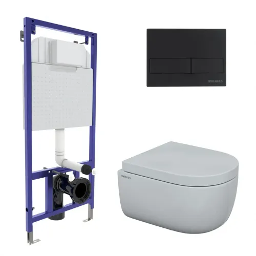 Инсталляция NOVUM525, кнопка L5 Soft Touch черная, унитаз EGO Rimless, сиденье Toma SO, 043232