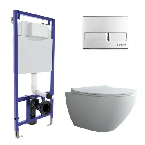 Инсталляция NOVUM 525, кнопка L3, унитаз PUMA Rimless 51 см, сиденье дюропласт Toma Slim SO, 043272