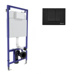 Инсталляция BERGES для скрытого монтажа унитаза NOVUM кнопка S5 Soft Touch черная, 040245