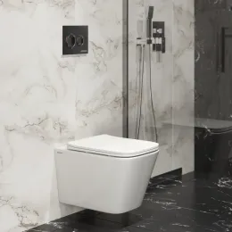 Унитаз BERGES подвесной FLOE S Rimless 51 см, сиденье дюропласт Floe S Slim SO, микролифт, быстросъём - VENTAS, 082134