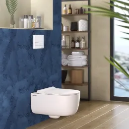 Унитаз BERGES подвесной EGO XL матовый белый Rimless 54 см, сиденье EGO XL Slim SO матовый белый, микролифт, быстросъем - EGO XL, 082228