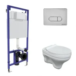 Комплект BERGES: инсталляция NOVUM, кнопка D3 хром глянец, унитаз ALBIT S, сидение дюропласт Top Slim SO - NOVUM, 042437