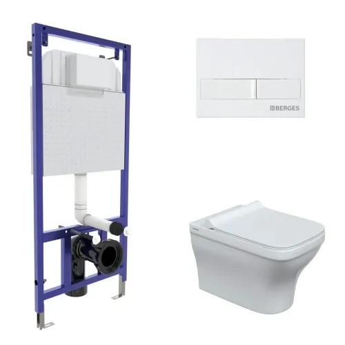 Инсталляция NOVUM 525, кнопка L1, унитаз STRATI Rimless, сиденье дюропласт Strati Slim SO - NOVUM L1, 042452