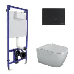 Инсталляция NOVUM 525, кнопка L5, унитаз MASCON Rimless, сиденье дюропласт Toma Slim SO, 043217