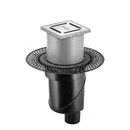 BERGES Трап водосток PLATZ Norma 100х100, матовый хром, вертикальный выпуск S-сифон D50/105мм H30/80мм, 090058