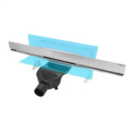 BERGES Желоб водосток WALL 600 пристенный, матовый хром,боковой выпуск S-сифон D50 H60, 090156