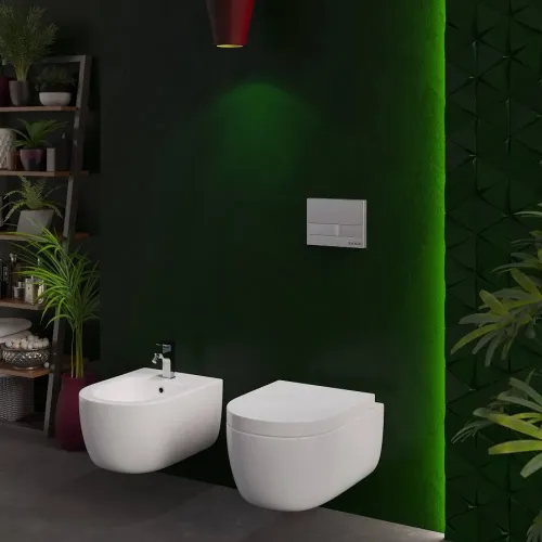 Унитаз BERGES подвесной EGO Rimless 49 см, сиденье дюропласт Тома slim SO микролифт быстросьем, 082122