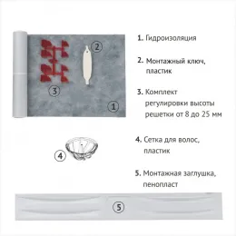 BERGES Желоб водосток TOP Stark 700, хром глянец, вертикальный выпуск S-сифон D50/105мм H30/80мм, 091050