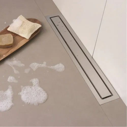 BERGES Желоб водосток TOP Stark 600, хром глянец, боковой выпуск S-сифон D50 H60, 091149