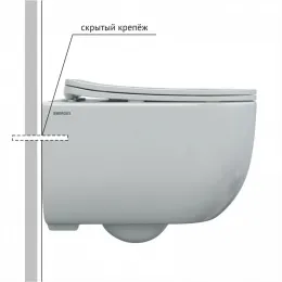 Унитаз BERGES подвесной VENTAS Rimless 49 см, сиденье дюропласт Ventas Slim SO, микролифт, быстросъём - EGO, 082135