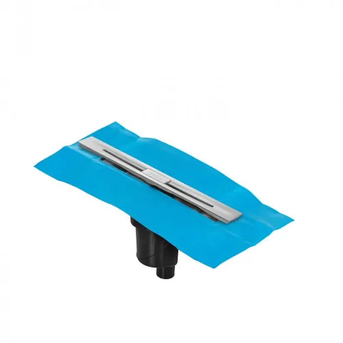 BERGES Желоб водосток SIMPEL 600, матовый хром, вертикальный выпуск S-сифон D50/105мм H30/80мм, 090011