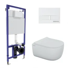 Инсталляция NOVUM 525, кнопка L1 белая, унитаз EGO Rimless, сидение Okus Slim SO - NOVUM O3, 043309