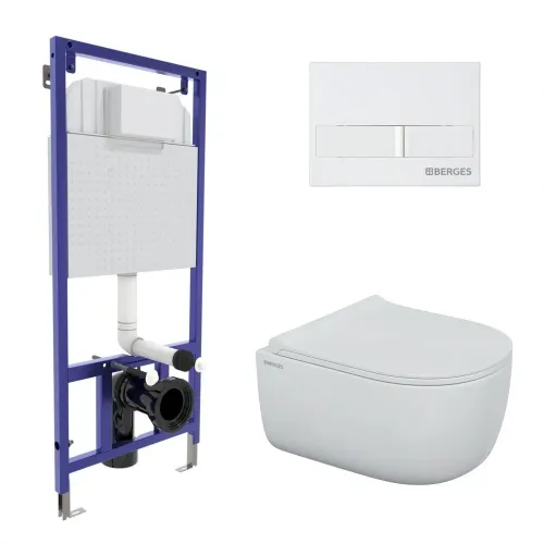 Инсталляция NOVUM 525, кнопка L1 белая, унитаз EGO Rimless, сидение Okus Slim SO - NOVUM O3, 043309