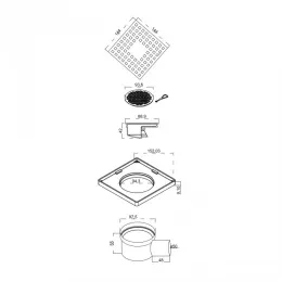 Трап водосток напольный Trend 150x150, 091002
