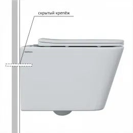 Унитаз BERGES подвесной FLOE S Rimless 51 см, сиденье дюропласт Floe S Slim SO, микролифт, быстросъём - VENTAS, 082134