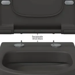 Унитаз BERGES подвесной EGO XL матовый антрацит Rimless 54 см, сиденье EGO XL Slim SO матовый антрацит, микролифт, быстросъем - EGO XL, 083218