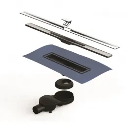 BERGES Желоб водосток SIMPEL 800, хром глянец, боковой выпуск S-сифон D50 H60, 091112