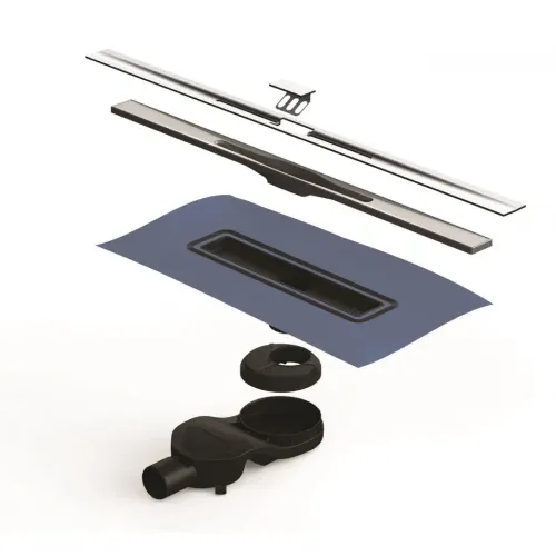 BERGES Желоб водосток SIMPEL 800, хром глянец, боковой выпуск S-сифон D50 H60, 091112