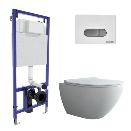 Инсталляция NOVUM 525, кнопка D7, унитаз PUMA Rimless 51 см, сиденье дюропласт Toma Slim SO, 043270