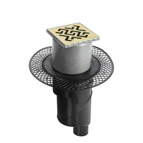 BERGES Трап водосток PLATZ Antik 100х100, бронза, вертикальный выпуск S-сифон D50/105мм H30/80мм, 094060