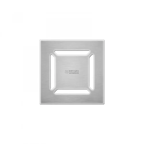 BERGES Трап водосток PLATZ Norma 150х150, матовый хром, вертикальный выпуск S-сифон D50/105мм H30/80мм, 090059