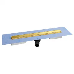 BERGES Желоб водосток В1 Keramik 600, золото глянец, боковой выпуск S-сифон D50 H60, 092117