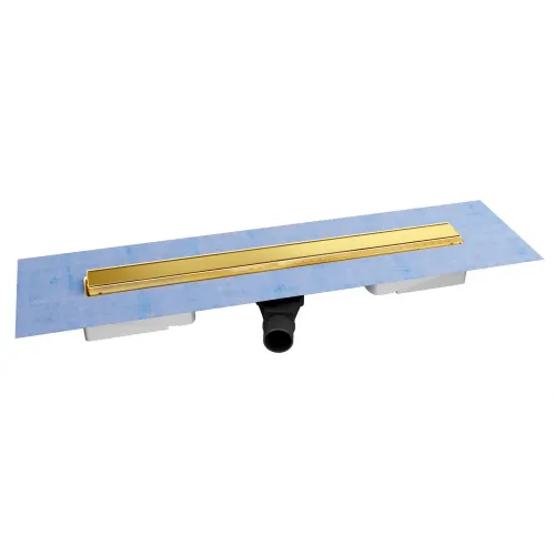 BERGES Желоб водосток В1 Keramik 600, золото глянец, боковой выпуск S-сифон D50 H60, 092117