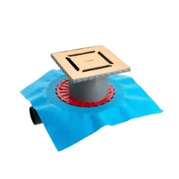 BERGES Трап водосток ZENTRUM Norma 150х150, золото глянец, боковой выпуск сифон D50 H65, 092363