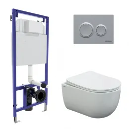 Инсталляция NOVUM 525, кнопка О2, унитаз VENTAS Rimless, сиденье дюропласт Ventas Slim SO - NOVUM О2, 043240