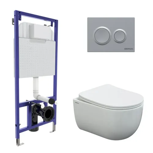 Инсталляция NOVUM 525, кнопка О2, унитаз VENTAS Rimless, сиденье дюропласт Ventas Slim SO - NOVUM О2, 043240