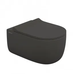 Унитаз BERGES подвесной EGO XL матовый антрацит Rimless 54 см, сиденье EGO XL Slim SO матовый антрацит, микролифт, быстросъем - EGO XL, 083218