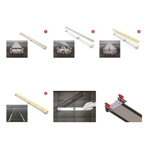 BERGES Желоб водосток C1 Norma 400, матовый хром, боковой выпуск S-сифон D50 H60, 090135