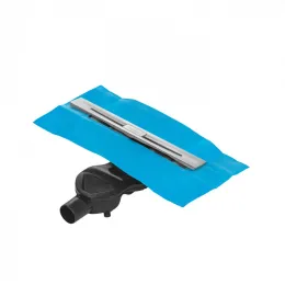 BERGES Желоб водосток SIMPEL 400, матовый хром, боковой выпуск S-сифон D50 H60, 090110