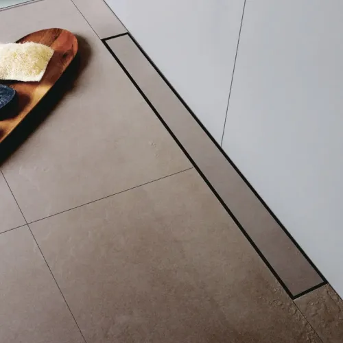 BERGES Желоб водосток C1 Norma 900, матовый хром, боковой выпуск S-сифон D50 H60, 090140