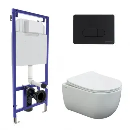 Инсталляция NOVUM 525, кнопка D5, унитаз VENTAS Rimless, сиденье дюропласт Ventas Slim SO - NOVUM D5, 043238