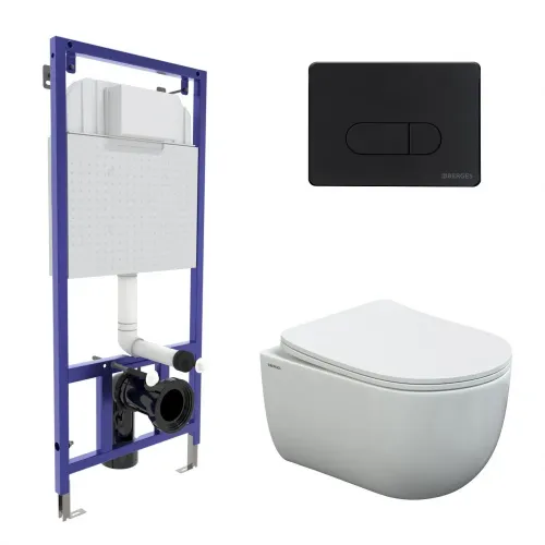 Инсталляция NOVUM 525, кнопка D5, унитаз VENTAS Rimless, сиденье дюропласт Ventas Slim SO - NOVUM D5, 043238