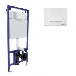 Инсталляция BERGES для скрытого монтажа унитаза NOVUM кнопка S1 белая, 040241