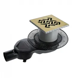 BERGES Трап водосток PLATZ Antik 150х150, бронза, боковой выпуск S-сифон D50 H60, 094161