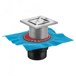 BERGES Трап водосток ZENTRUM Norma 150х150, хром глянец, вертикальный выпуск сифон D50/75/110мм H74, 091463