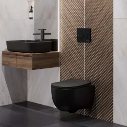 Инсталляция BERGES для скрытого монтажа унитаза NOVUM кнопка O5 Soft Touch черная - NOVUM O5, 040265