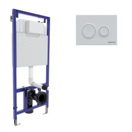 Инсталляция BERGES для скрытого монтажа унитаза NOVUM кнопка O4 Soft Touch белая - NOVUM O4, 040264