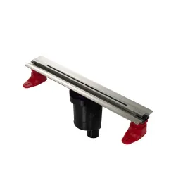 BERGES Желоб водосток SUPER line 750, матовый хром, вертикальный выпуск S-сифон D50/105мм H30/80мм, 090082