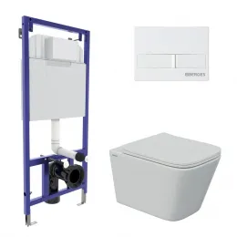 Инсталляция NOVUM 525, кнопка L1, унитаз FLOE S Rimless, сиденье дюропласт Floe S Slim SO - NOVUM L1, 043244