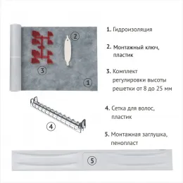 BERGES Желоб водосток SUPER line 750, матовый хром, вертикальный выпуск S-сифон D50/105мм H30/80мм, 090082