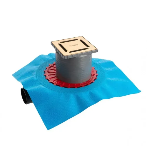 BERGES Трап водосток ZENTRUM Norma 100х100, золото глянец, боковой выпуск сифон D50 H65, 092362