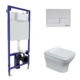 Инсталляция NOVUM 525, кнопка L4, унитаз STRATI Rimless, сиденье дюропласт Strati Slim SO - NOVUM L4, 042455