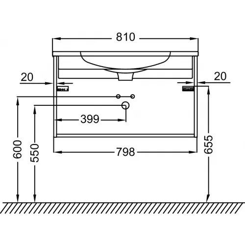 Модуль под раковину Madeleine 80х46х45 см, 2 ящика, встроенные ручки, черный матовый EB2053-J53 Jacob Delafon